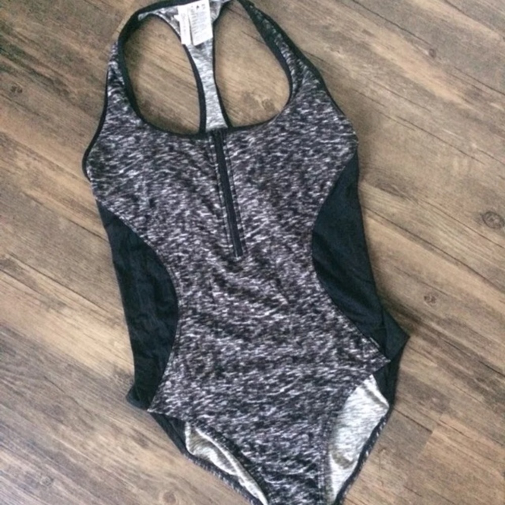 CK Black Zippered One Piece Swimsuit - 8